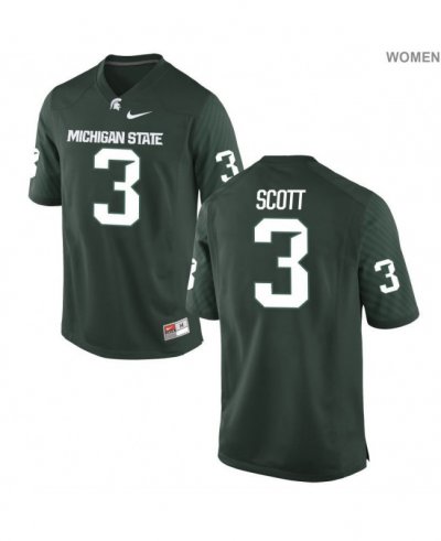 Women's Michigan State Spartans NCAA #3 LJ Scott Green Authentic Nike Stitched College Football Jersey JW32I14GI